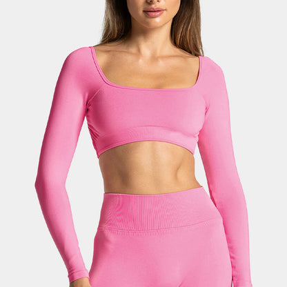 Adjustable Backless Long Sleeve Yoga Top and Bottom Set