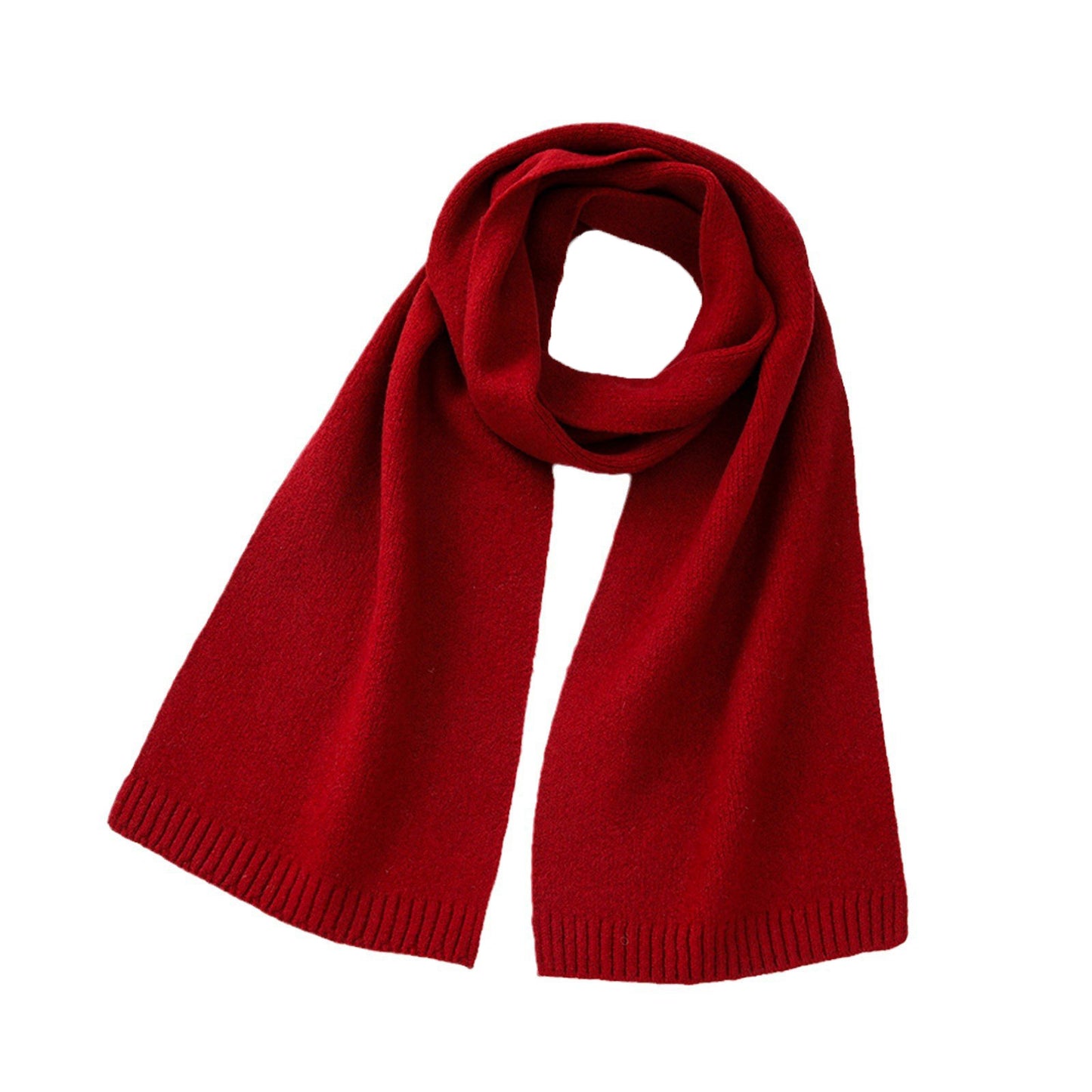 High-Quality Solid Color Wool Blend Knitted Scarf for Women