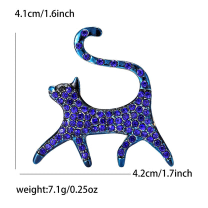 Fashionable Cartoon Cat Brooch Alloy Rhinestone Pin for Women