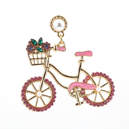Earrings Bicycle Pearl Rhinestone Lightweight Office Chic