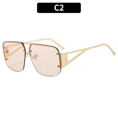 Stylish Metal Half-Rim Sunglasses Trendy Unisex UV400 Protection