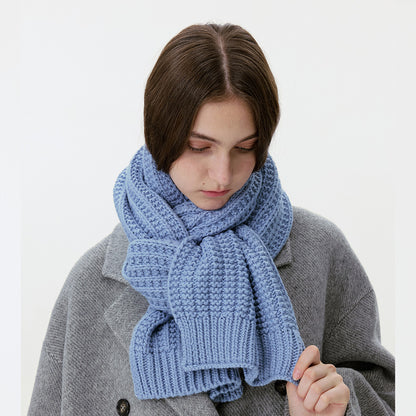 Solid Color Chunky Knit Scarf Stylish and Warm Neck Wrap