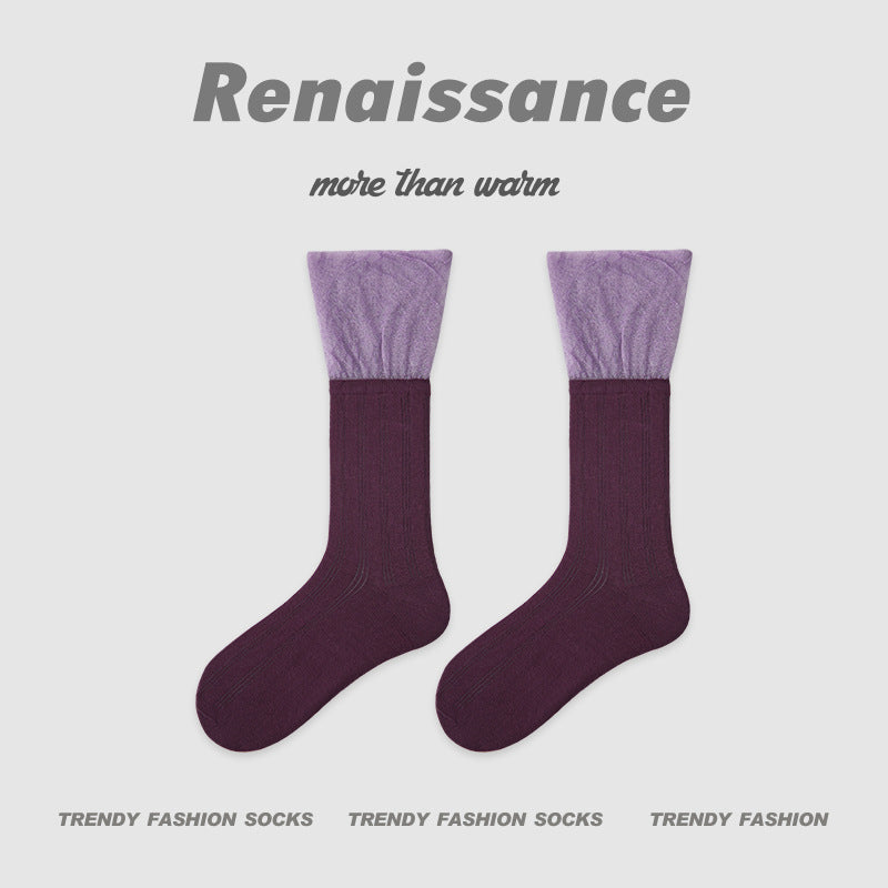 Renaissance Hollow Mesh Cotton Mid Calf Socks