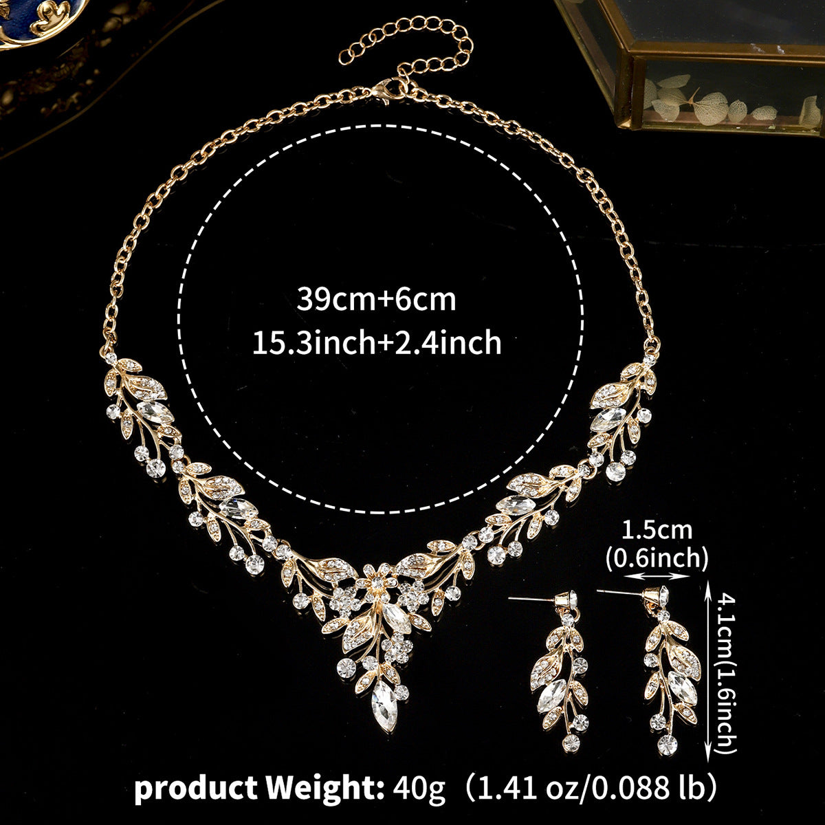 Bridal Jewelry Set With Flower Design Necklace And Earrings