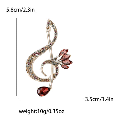 Creative Music Note Brooch Rhinestone Alloy Brooch for All Occasions