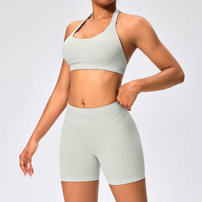 Women's Outdoor Yoga Set with Open Back Sports Bra and Pants