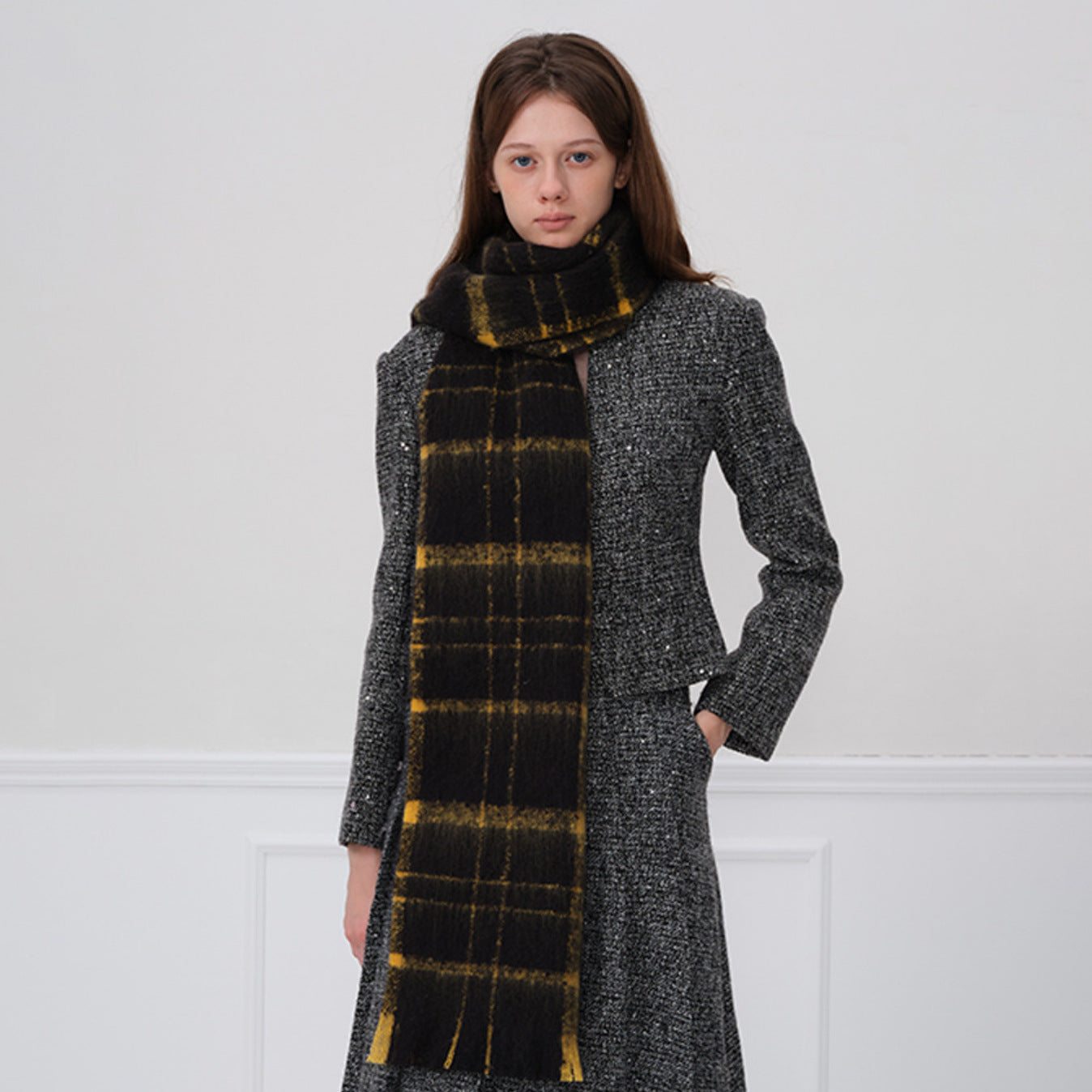 Winter Plaid Scarf for Women - Thick Warm Cashmere Feel Wrap
