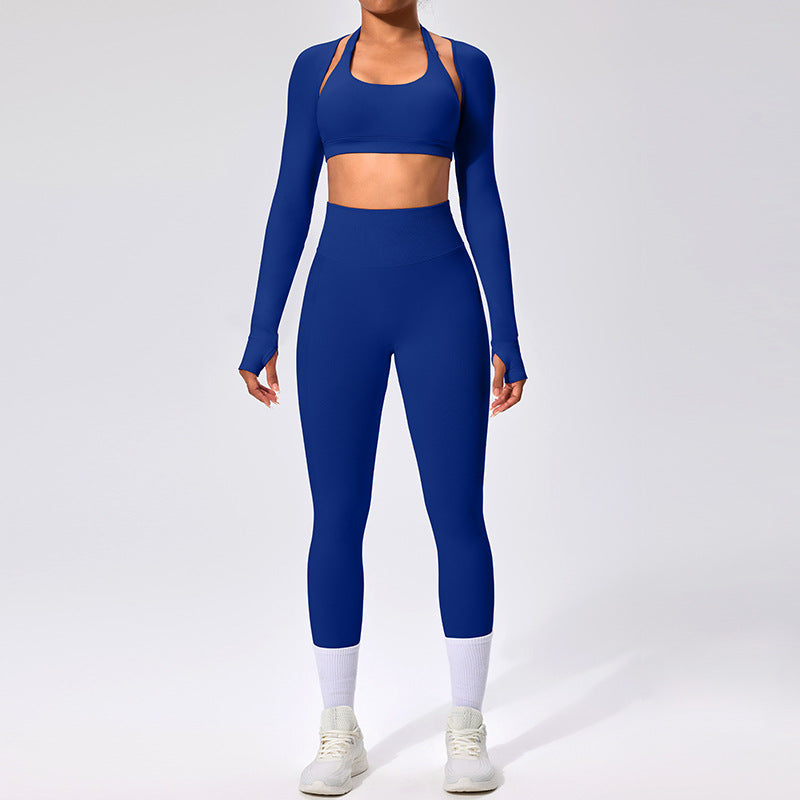 Women's Outdoor Yoga Set with Open Back Sports Bra and Pants