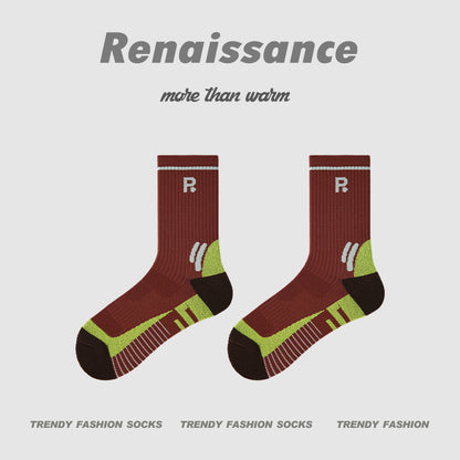 Athletic Colorblock Mid Calf Moisture Wicking Socks
