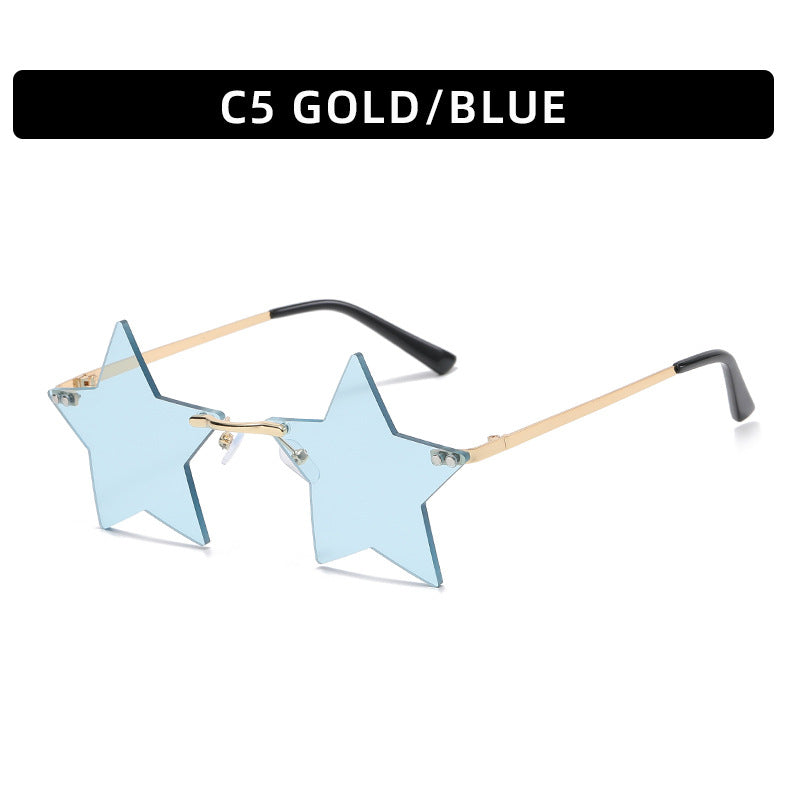 Trendy Star Shaped Sunglasses Pink Gradient UV400 Protection