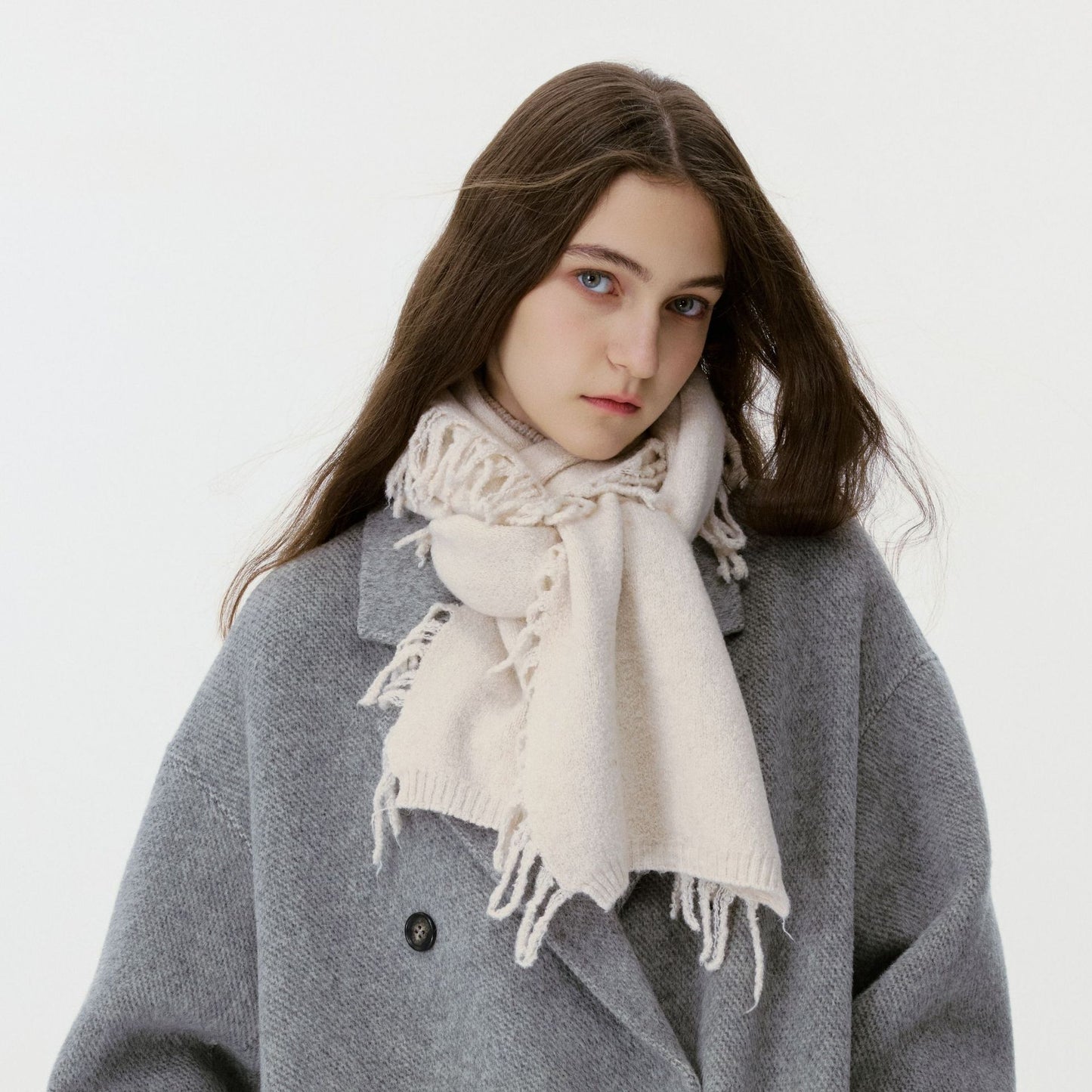 Solid Color Knitted Fringe Scarf for Men and Women