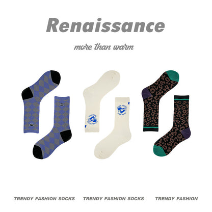 Mid Calf Vintage Gradient Cotton Socks