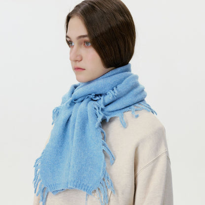Solid Color Knitted Fringe Scarf for Men and Women