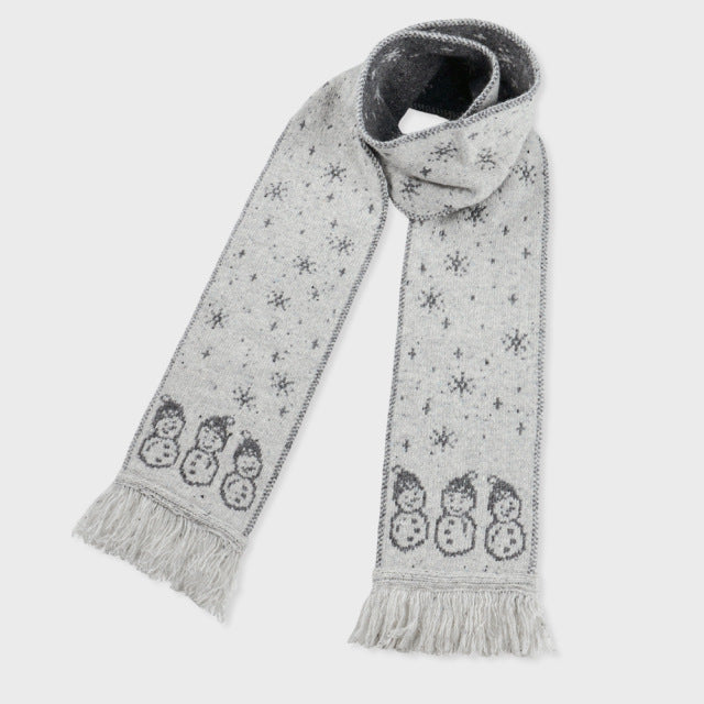 Cartoon Snowman Knitted Scarf Winter Warmth Casual Style