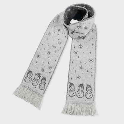 Cartoon Snowman Knitted Scarf Winter Warmth Casual Style