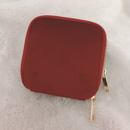 Velvet Jewelry Organizer Pouch Tassel Zipper Travel