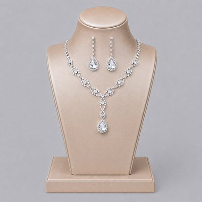 Elegant Crystal Jewelry Set with Necklace and Earrings for Parties