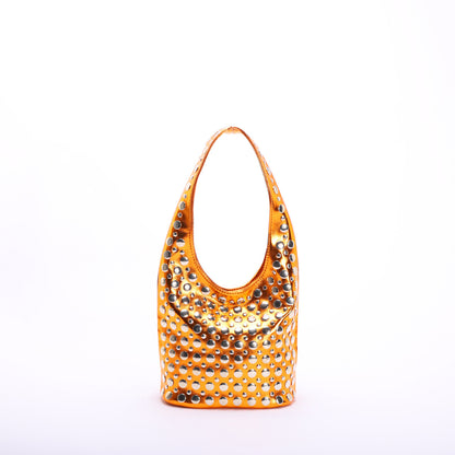 Punk Style Studded Bucket Bag With Soft PU Leather