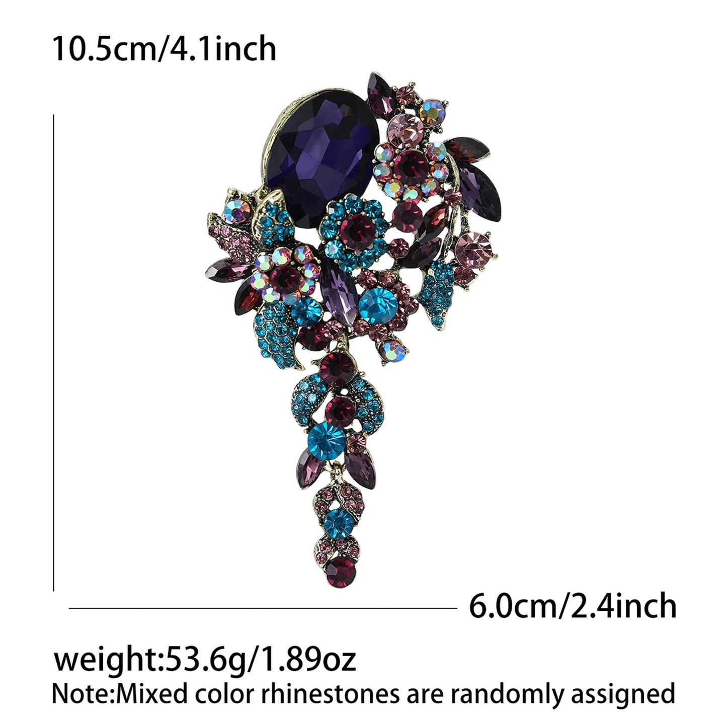 Vintage-Inspired Crystal Glass Brooch Elegant Floral Lapel Pin