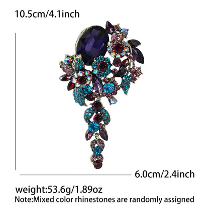 Vintage-Inspired Crystal Glass Brooch Elegant Floral Lapel Pin