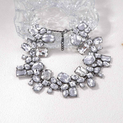 Geometric Rhinestone Choker Necklace Statement Party