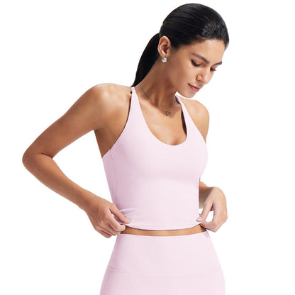 Seamless Yoga Sports Bra with Cross Back Design