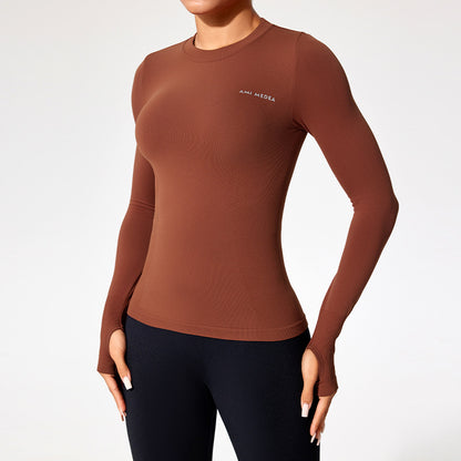 Women’s Fitted Long Sleeve Yoga Top - Moisture-Wicking Outdoor Training T-Shirt