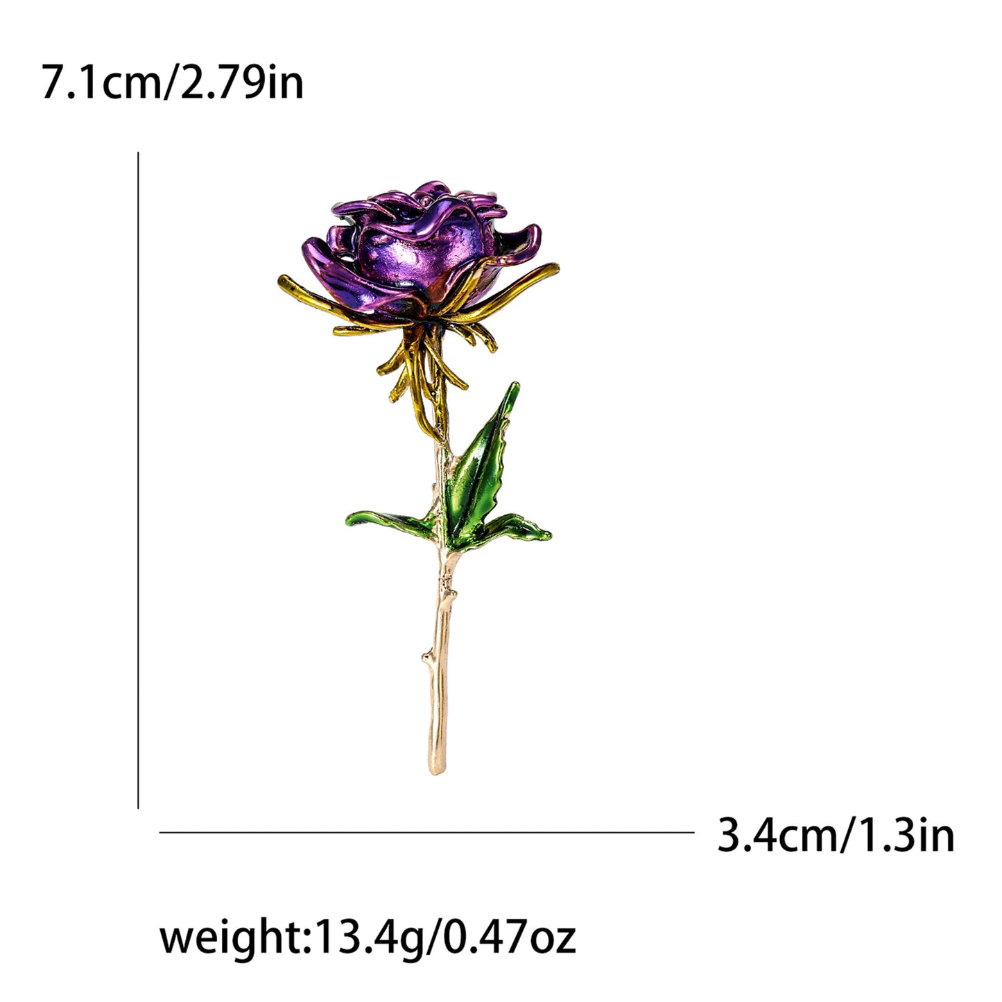 Rose Flower Brooch with Oil Droplet Finish Trendy Women's Pin