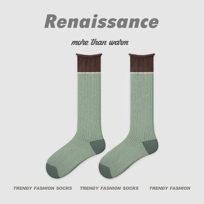 Renaissance Hollow Mesh Cotton Mid Calf Socks