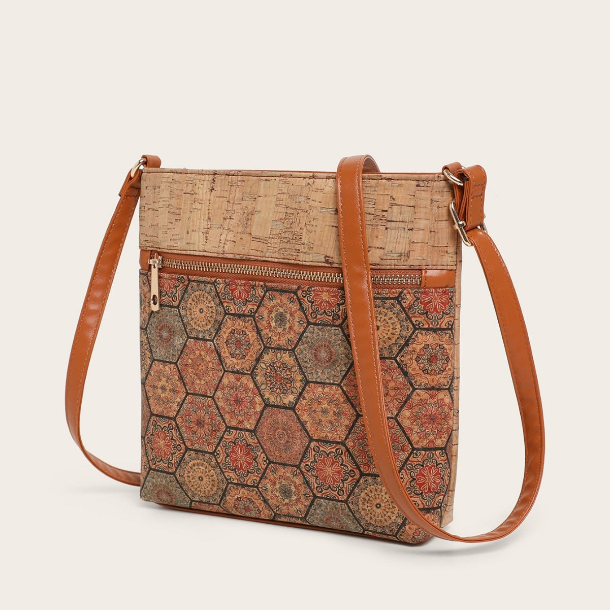 Casual Bohemian Style Cork Crossbody Bag