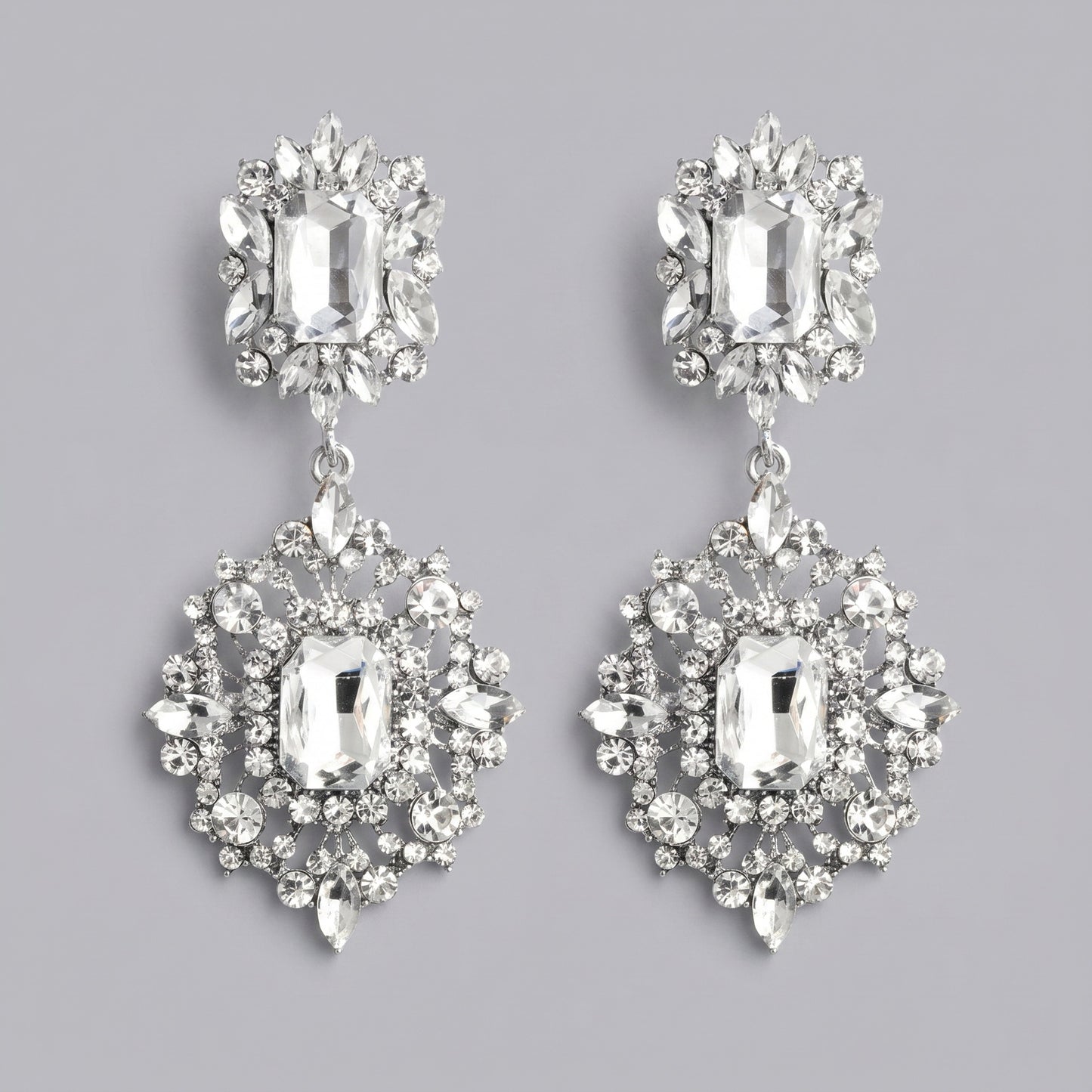 Vintage Floral Alloy Rhinestone Earrings Elegant Daily Drops