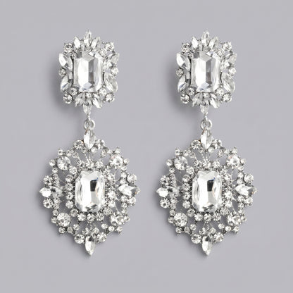 Vintage Floral Alloy Rhinestone Earrings Elegant Daily Drops
