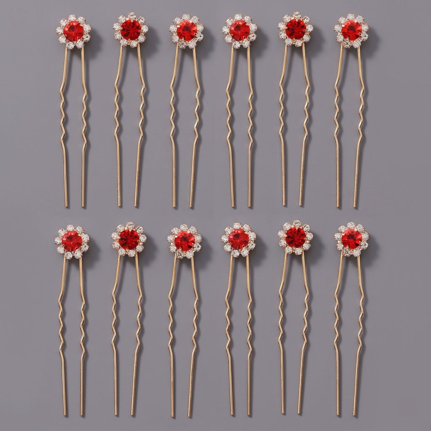 Floral Crystal U-Shaped Hairpin Set for Weddings and Special Occasions