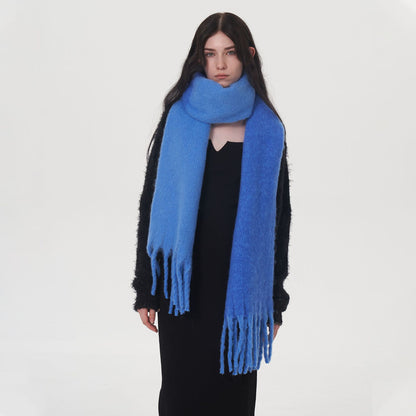 Color Block Warm Scarf Soft Chenille Shawl for Women