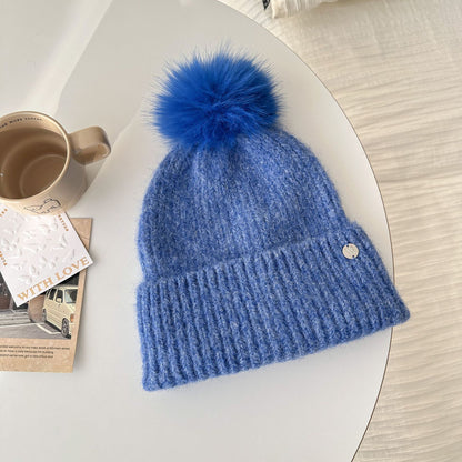 Trendy Solid Color Knit Beanie with Pom-Pom for Unisex