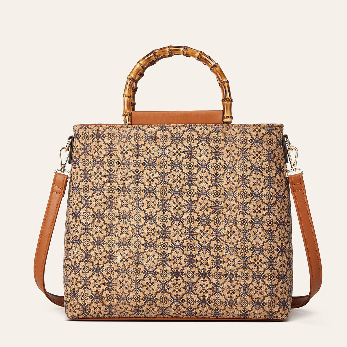 Vintage Ethnic Style Cork Print Tote Bag Eco-Friendly Large Capacity Handbag