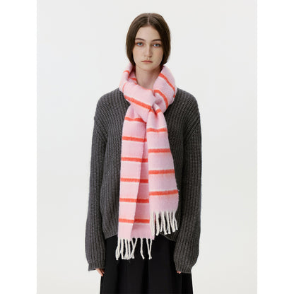 Designer Korean Style Wool Blend Multi-Color Striped Scarf for Women