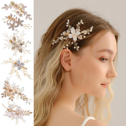 Handmade Floral Pearl Hair Clips for Weddings and Parties