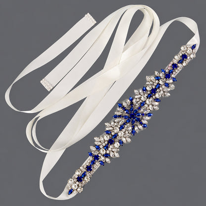 Fashion Vintage Rhinestone Satin Sash Belt for Brides and Evening Gowns