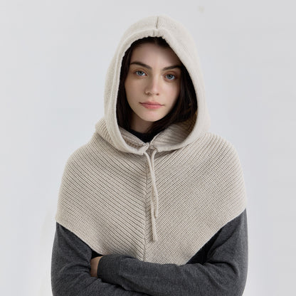 Classic Knitted Balaclava Hat with Neck Warmer and Drawstring