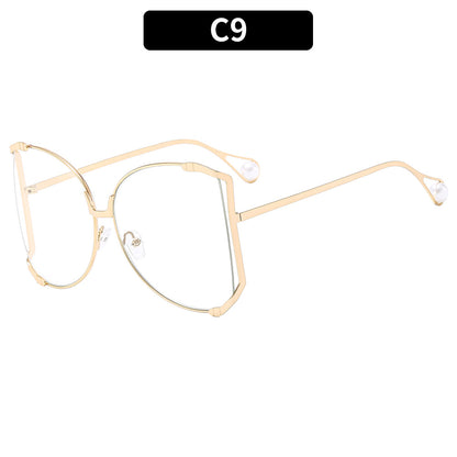 New Oversized Metal Frame Sunglasses UV400 Protection Stylish Eyewear