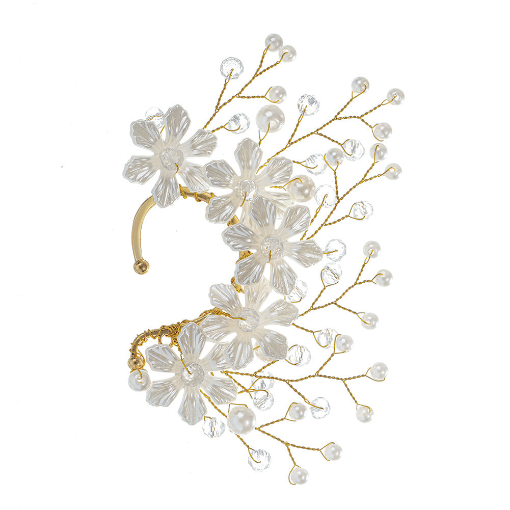 Floral Design Pearl and Crystal Earrings for Brides