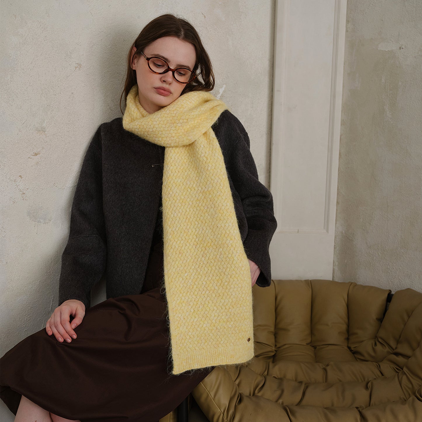 Classic Solid Knit Scarf in Blue - Stylish and Versatile