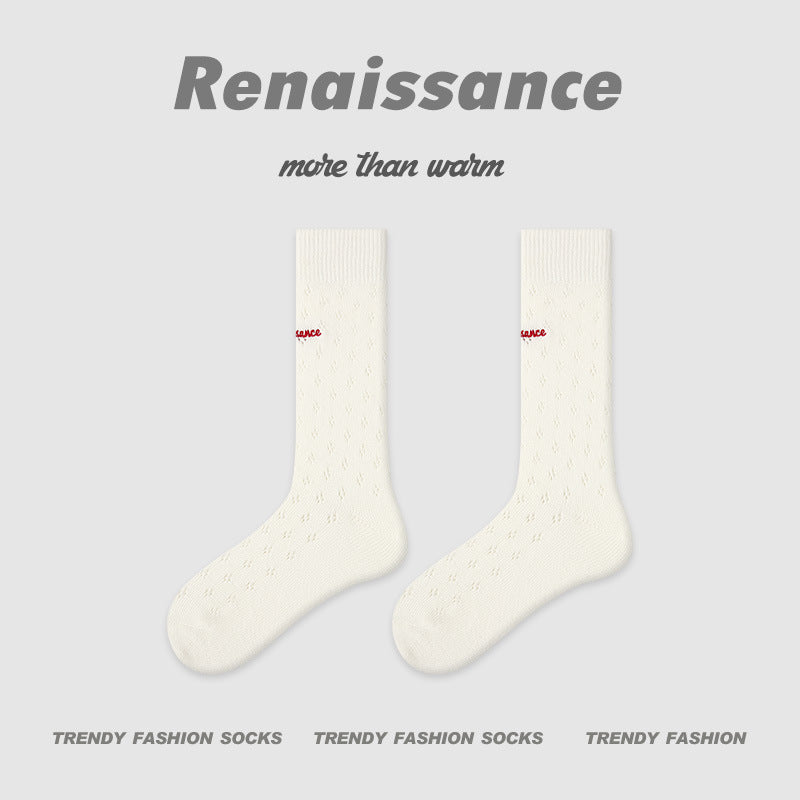 Socks Layered Mid Calf Lettered Cotton Blend Casual