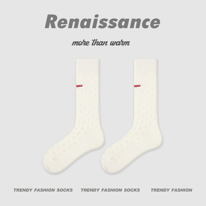 Socks Layered Mid Calf Lettered Cotton Blend Casual