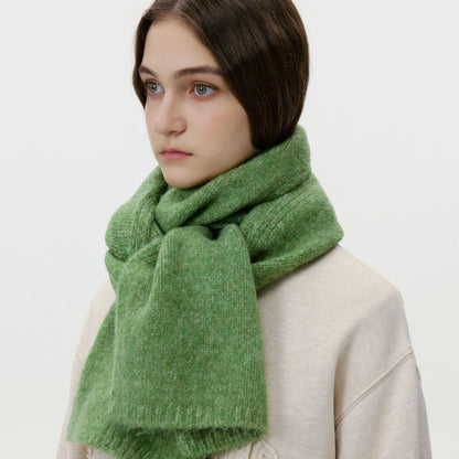 Fashionable Wool Blend Solid Color Knitted Scarf for Men and Women