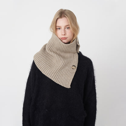 Pure Wool Knitted Scarf with Detachable Buttons for Women