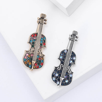 Vintage Rhinestone Violin Brooch for Women Stylish Accessory