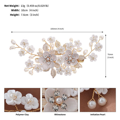 Handmade Floral Pearl Hair Clips for Weddings and Parties