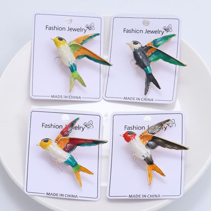 Colorful Swallow Enamel Brooch Elegant Unisex Pins